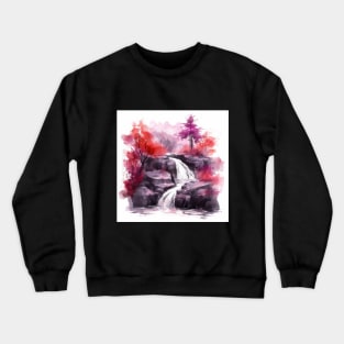 Red and Purple Waterfall Watercolor Crewneck Sweatshirt